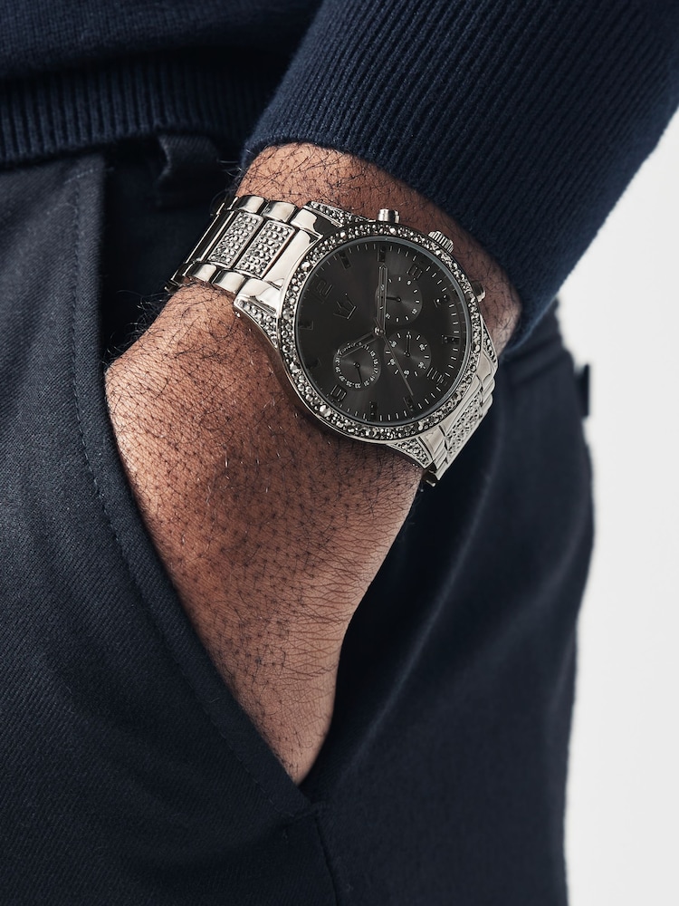 Gunmetal Tone Bling Bracelet Watch - Image 1 of 4