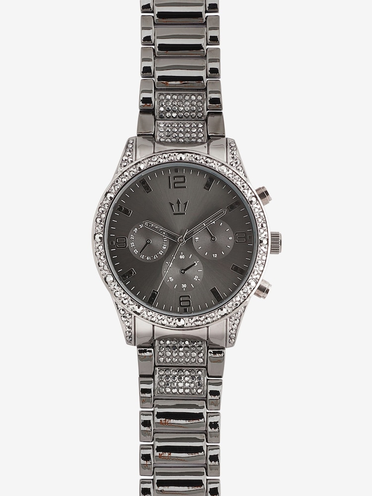 Gunmetal Tone Bling Bracelet Watch - Image 2 of 4