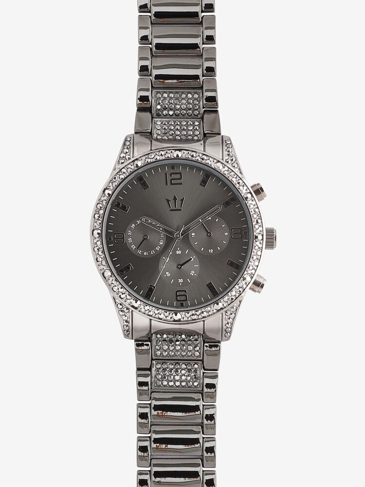 Gunmetal Tone Bling Bracelet Watch - Image 2 of 4 Gunmetal Tone Bling Bracelet Watch - Image 2 of 4