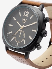 Dark Tan Perforated Strap Watch - Image 4 of 4