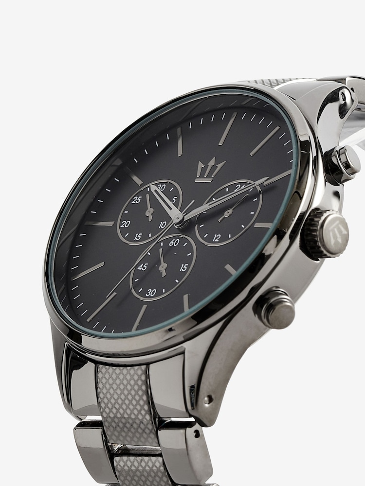 Gun Metal Tone Pattern Bracelet Watch - Image 4 of 4