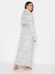 Long Tall Sally Grey Fairisle Pattern Clipped Shawl Collar Robe - Image 2 of 4