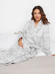 Long Tall Sally Grey Fairisle Pattern Clipped Shawl Collar Robe - Image 3 of 4