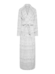 Long Tall Sally Grey Fairisle Pattern Clipped Shawl Collar Robe - Image 4 of 4