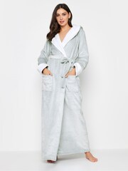 Long Tall Sally Green Contrast Waffle Trim Hooded Maxi Robe - Image 1 of 5