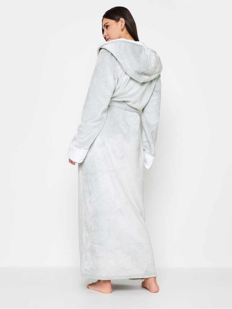 Long Tall Sally Green Contrast Waffle Trim Hooded Maxi Robe - Image 2 of 5