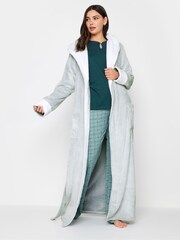 Long Tall Sally Green Contrast Waffle Trim Hooded Maxi Robe - Image 3 of 5
