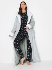 Long Tall Sally Green Contrast Waffle Trim Hooded Maxi Robe - Image 4 of 5