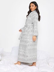 PixieGirl Petite Grey Fairisle Shawl Collar Maxi Robe - Image 2 of 4
