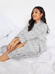 PixieGirl Petite Grey Fairisle Shawl Collar Maxi Robe - Image 4 of 4