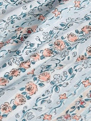 Laura Ashley Blue Ditsy Floral Stripe Lounge Romper 100% Cotton Jumpsuit - Image 5 of 5