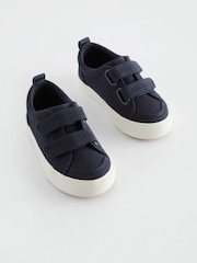 Navy Canvas Standard Fit (F) Two Strap Touch Fastening Trainers - Image 2 of 5