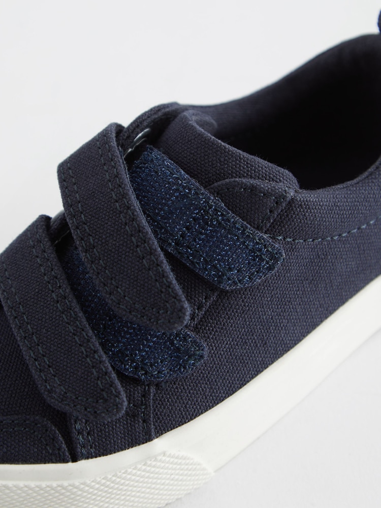 Navy Canvas Standard Fit (F) Two Strap Touch Fastening Trainers - Image 5 of 5