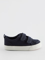 Navy Canvas Wide Fit (G) Two Strap Touch Fastening Trainers - Image 1 of 5