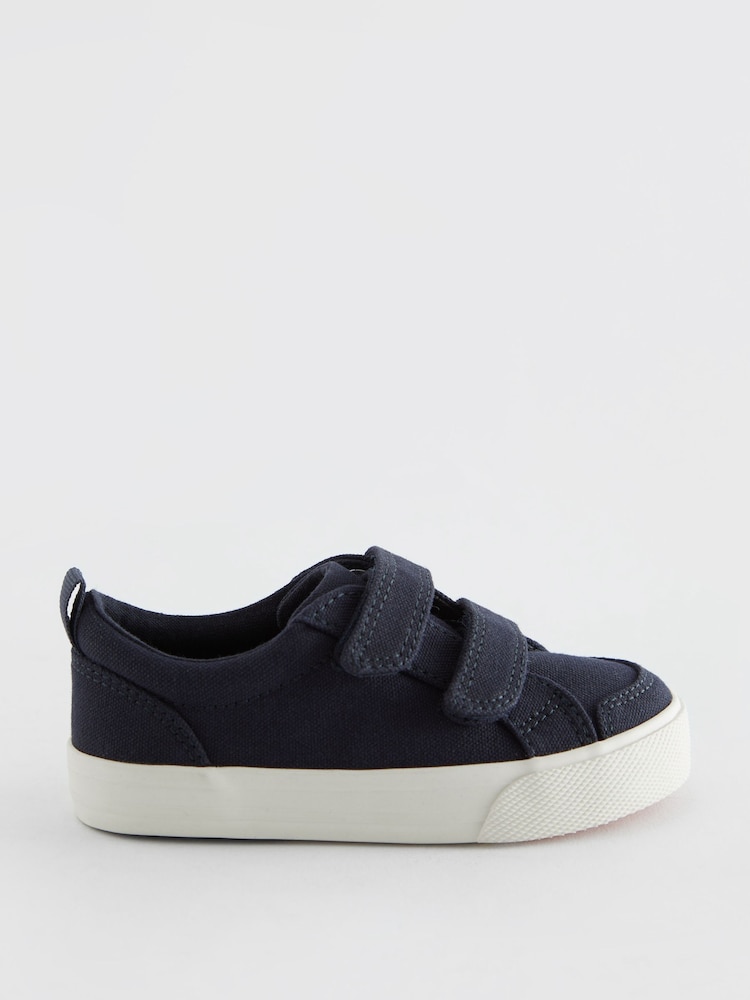Navy Canvas Wide Fit (G) Two Strap Touch Fastening Trainers - Image 1 of 5