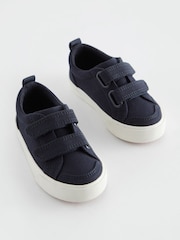 Navy Canvas Wide Fit (G) Two Strap Touch Fastening Trainers - Image 2 of 5