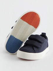 Navy Canvas Wide Fit (G) Two Strap Touch Fastening Trainers - Image 4 of 5