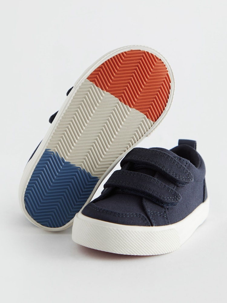 Navy Canvas Wide Fit (G) Two Strap Touch Fastening Trainers - Image 4 of 5