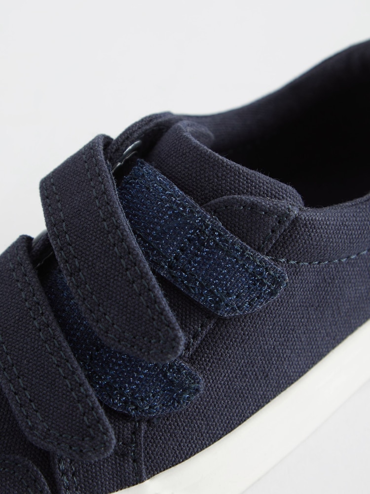 Navy Canvas Wide Fit (G) Two Strap Touch Fastening Trainers - Image 5 of 5