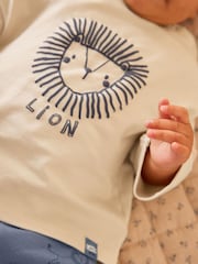 Blau/Weiß, Löwe - Babyoberteil und Leggings im 2teiligen Set - Bild 4 von 7