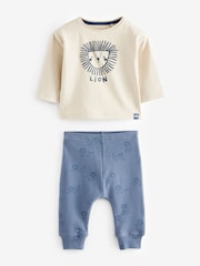 Blau/Weiß, Löwe - Babyoberteil und Leggings im 2teiligen Set - Bild 5 von 7