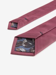 Raspberry Red Textured Tie And Clip Set - Image 3 of 3
