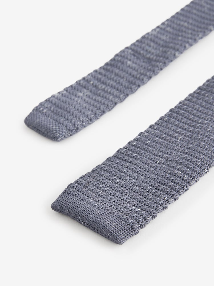 Light Blue Marl Slim Knitted Tie - Image 3 of 3