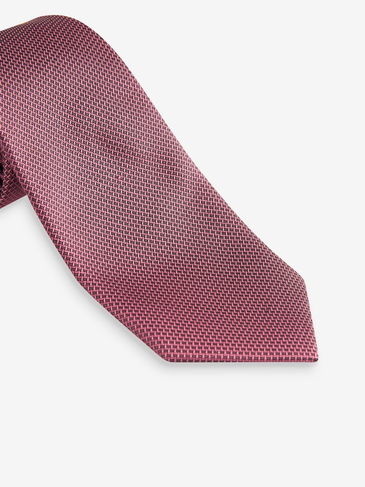 Damson Pink Textured Tie - Image 2 of 3