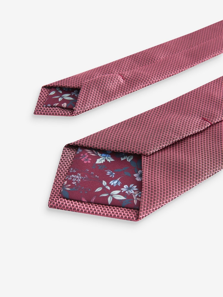 Damson Pink Textured Tie - Image 3 of 3