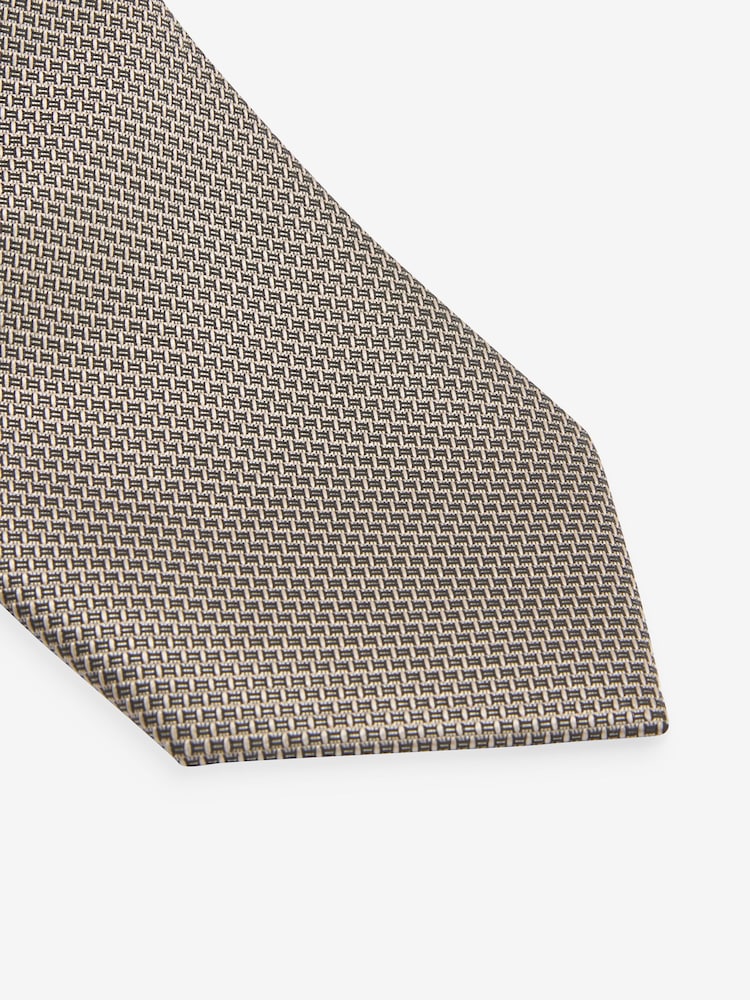 Neutral Brown Textured Tie - Image 2 of 4