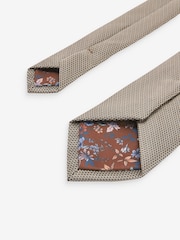Neutral Brown Textured Tie - Image 3 of 4
