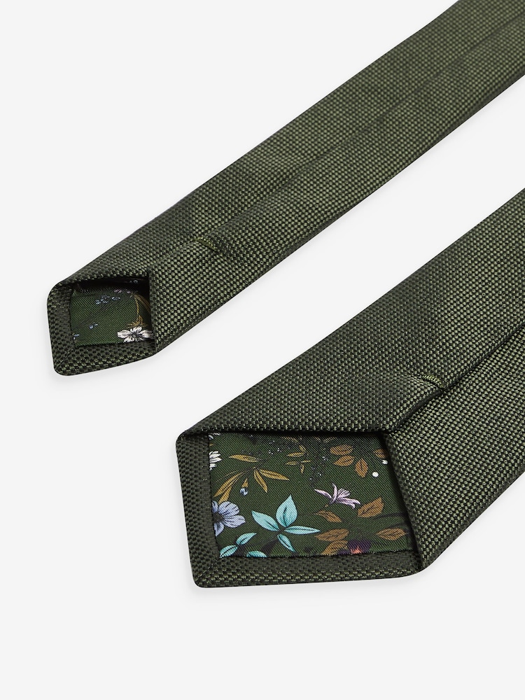 Forest Green Textured Tie - Image 3 of 3