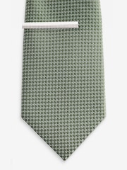 Light Green Textured Tie And Clip Set - Image 2 of 3