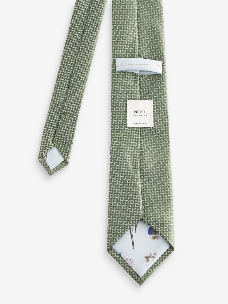 Light Green Textured Tie And Clip Set - Image 3 of 3