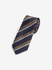 Navy Blue/Neutral Brown Stripe Pattern Tie - Image 1 of 3