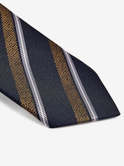 Navy Blue/Neutral Brown Stripe Pattern Tie - Image 2 of 3