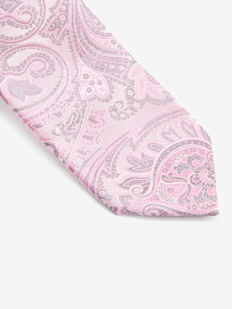 Pink Paisley Slim Pattern Tie And Tie Clip - Image 2 of 3