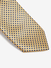 Yellow/Blue Slim Pattern Tie And Tie Clip - Image 2 of 3