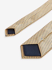 Yellow/Blue Slim Pattern Tie And Tie Clip - Image 3 of 3