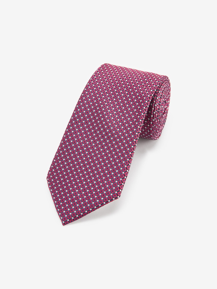 Red Geometric Pattern Tie - Image 1 of 4