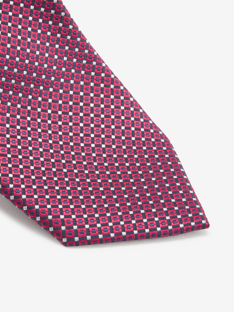 Red Geometric Pattern Tie - Image 4 of 4