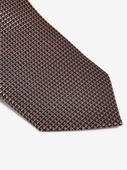 Dark Brown Textured Silk Tie - Image 2 of 3