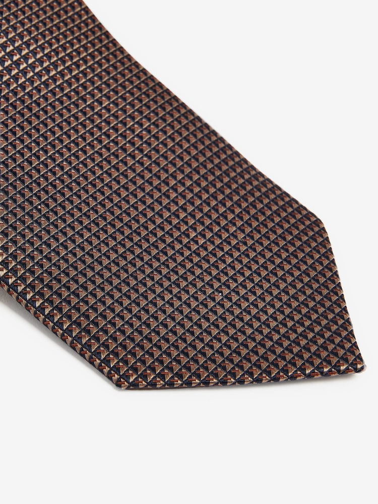 Dark Brown Textured Silk Tie - Image 2 of 3