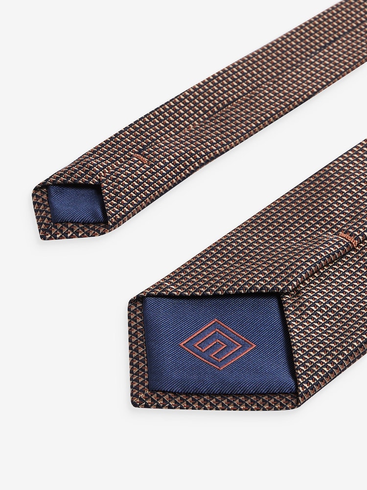 Dark Brown Textured Silk Tie - Image 3 of 3