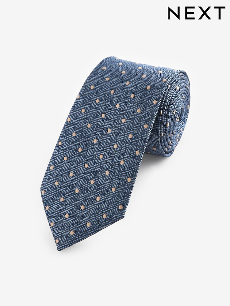 Navy Blue Polka Dot Pattern Tie - Image 1 of 1