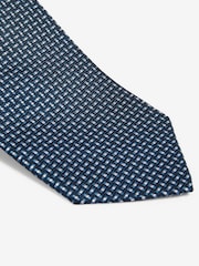 Bleu marine - Cravate texturée en soie - Image 2 de 3