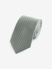 Green Textured Silk Tie - Image 1 of 3
