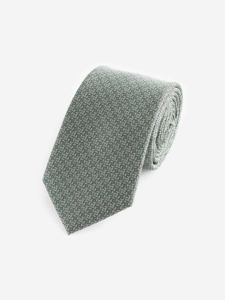 Green Textured Silk Tie - Image 1 of 3