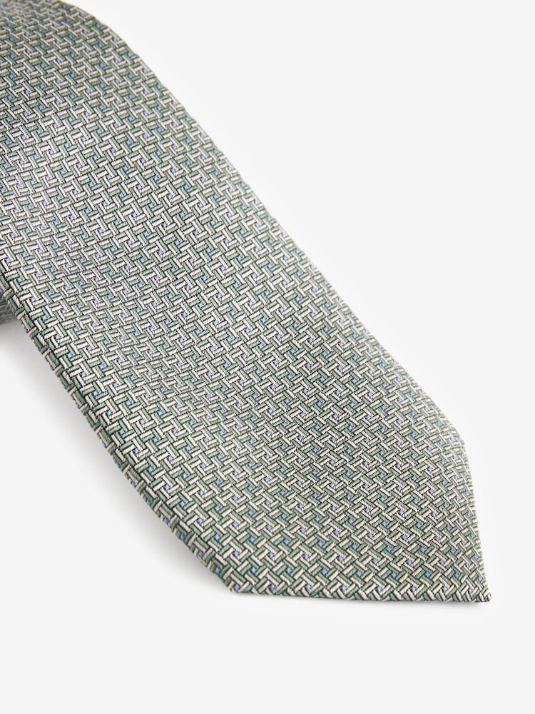 Green Textured Silk Tie - Image 2 of 3