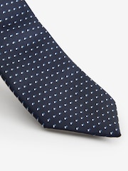Navy Blue Pattern Tie And Tie Clip - Image 2 of 3